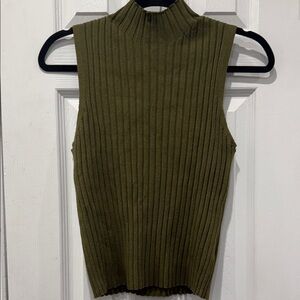 A new day Olive Green Ribbed Tank Top